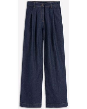 Boden Pleated Wide Leg Jeans - Blue