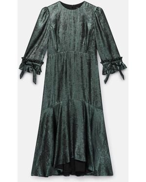 Mint Velvet Metallic Midi Dress - Green