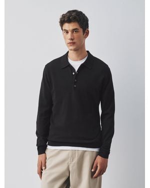 Next Long Sleeve Knitted Polo Shirt - Gray