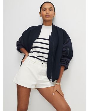 River Island High Rise Elasticated A Line Denim Shorts - Blue