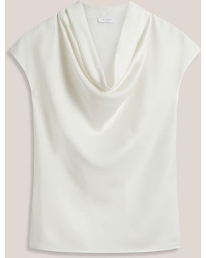 Hobbs Miranda Short Sleeve Cowl Neck Top - White