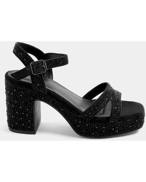 Yours Curve Diamante Heel Sandals - Black