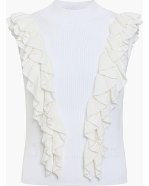 French Connection Lia Mari Knit Ruffled Top - White
