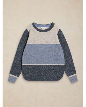 White Stuff Talia Nep Block Sweater - Blue