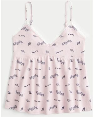 Hollister Cozy Lace Babydoll Pajamas Top - Pink