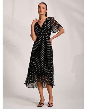 Jolie Moi Pleated Chiffon Maxi Dress - Black
