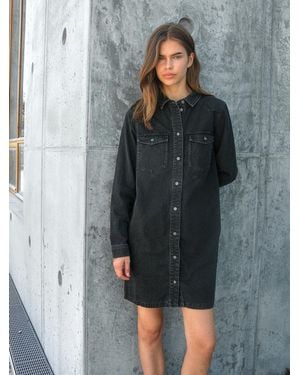 Noisy May Long Sleeve Denim Dress - Gray