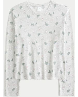 Hollister Cozy Long Sleeve Pajama Top - White