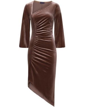 Hot Squash Velvet Ruched Party Dress - Brown