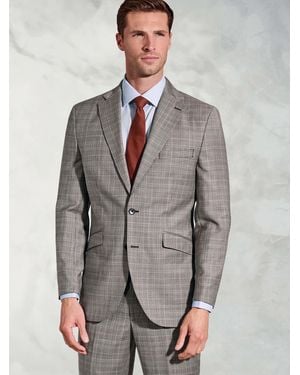 Brook Taverner Wool Pow Check Suit Jacket - Gray