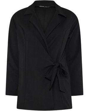 Yours Curve Tie Detail Blazer - Black