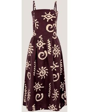 Monsoon Mafalda Sleeveless Bandeau Summer Print Linen Blend Midi Dress - White