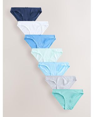 Next Brazilian Cotton Rich Panties 7 Pack - Blue