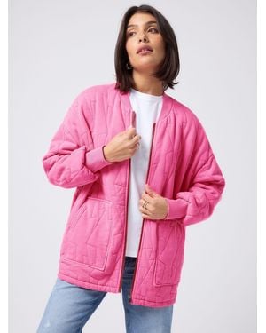 Scamp & Dude Quilted Bolt Bomber Jacket - Pink