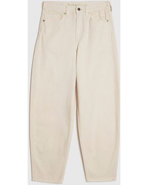 River Island River Island High Rise Barrel Leg Jeans - Natural