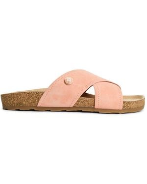 Tommy Hilfiger Suede Strap Cork Sandals - Pink