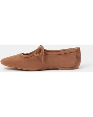 Accessorize Tie Suede Ballet Flats - White