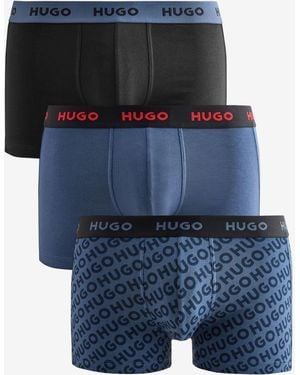 HUGO Stretch Cotton Trunk Boxers 3 Pack - Blue