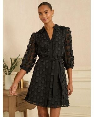 Love & Roses 3D Spot Mini Shirt Dress - Natural