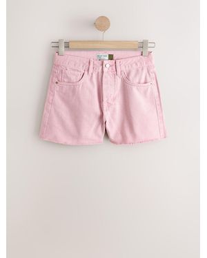 Next Raw Hem Denim Shorts - Pink
