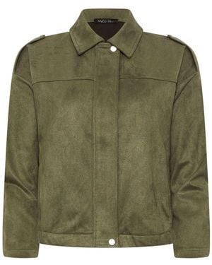 M Com Petite Suede Bomber Jacket - Green