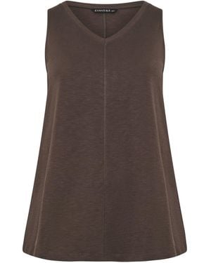 Evans Premium Cotton Vest Top - Brown