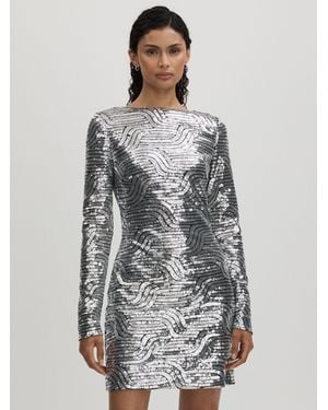 Halston Sequin Mini Dress - Grey