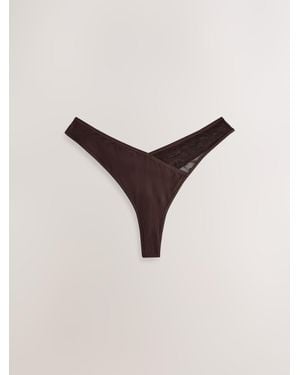 Self Thong Mesh Wrap Front Thong - Natural