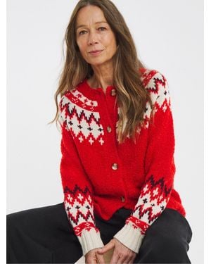 JD Williams Fairisle Knitted Cardigan - Red