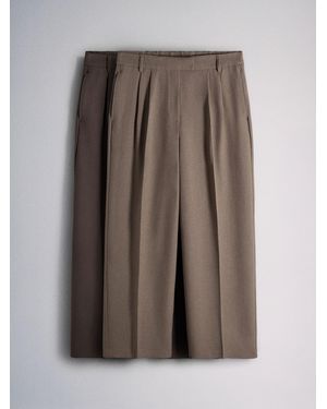 The Set 2 Pack Formal Wide Leg Pants Chocolate/ Taupe - Brown