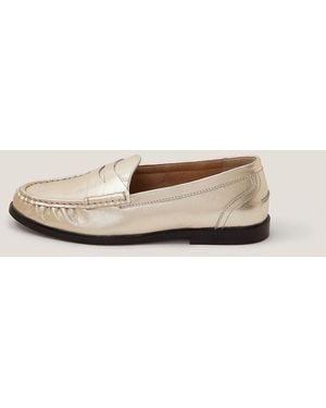 Monsoon Grace Metallic Leather Loafers - Natural