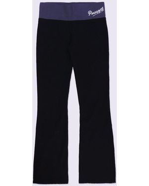 Pineapple Charcoal Contrast Band Bootcut Jersey Pants - Blue