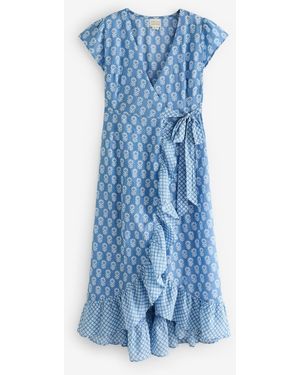 Aspiga Demi Wickelkleid Aus 100% Baumwollex-Small - Blau