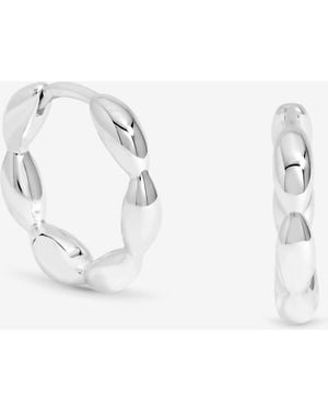 Simply Silver Polished Pebble Hoop Earrings - White