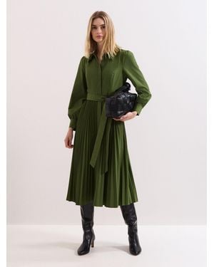 Phase Eight Pleated Midi Dress - Green