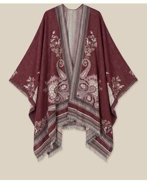 Monsoon Crissy Jacquard Poncho - Red