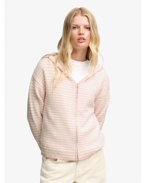 Superdry Brushed Knit Zip-Through Hooded Cardigan - Natural