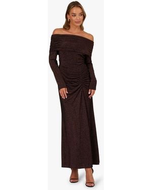 Adrianna Papell Adrianna By Metallic Knit Long Dress - Brown