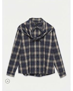 Vero Moda Long Sleeve Scarf Detail Shirt - Grau