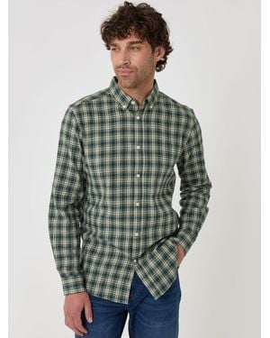 Threadbare Brushed Cotton Flannel Shirt - Green