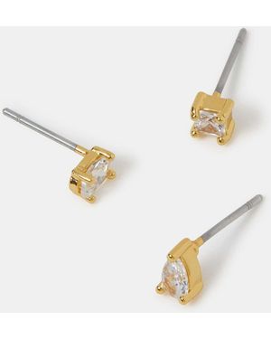 Accessorize 14Ct Stone Stud Earrings 3-Pack - White