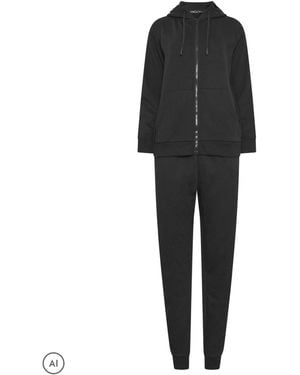 M Com Top & Cuffed Leg Sweatpants Set - Black