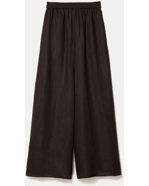 Jigsaw Linen Wide Leg Palazzo Pants - Black