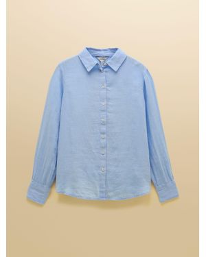 Joules Anna Long Sleeve Pure Linen Shirt - Blue