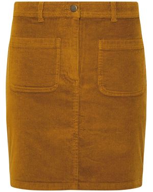 M Com Petite Cord A-Line Skirt - Brown