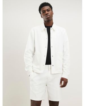 River Island Slim Fit Textured Overshirt - Natural