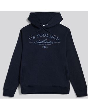 U.S. POLO ASSN. U. S. Polo Assn U. S. Polo Assn Drop Shoulder Arch Script Hoodie - Blue