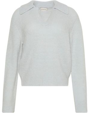 Calvin Klein Merino Wool Boucle Polo Jumper - White