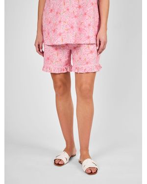 Jojo Maman Bébé Floral Patterned Frill Maternity Shorts - Pink