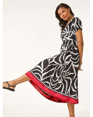 Roman Linear Border Shirt Dress - Pink